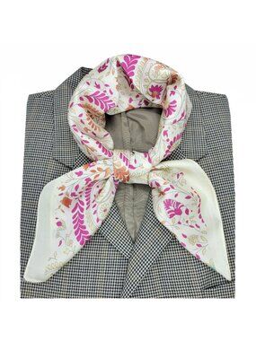 ✨Luxury Elegant Bandana Square Scarf Silky Satin Beige Wrap Stylish Floral Hiyab